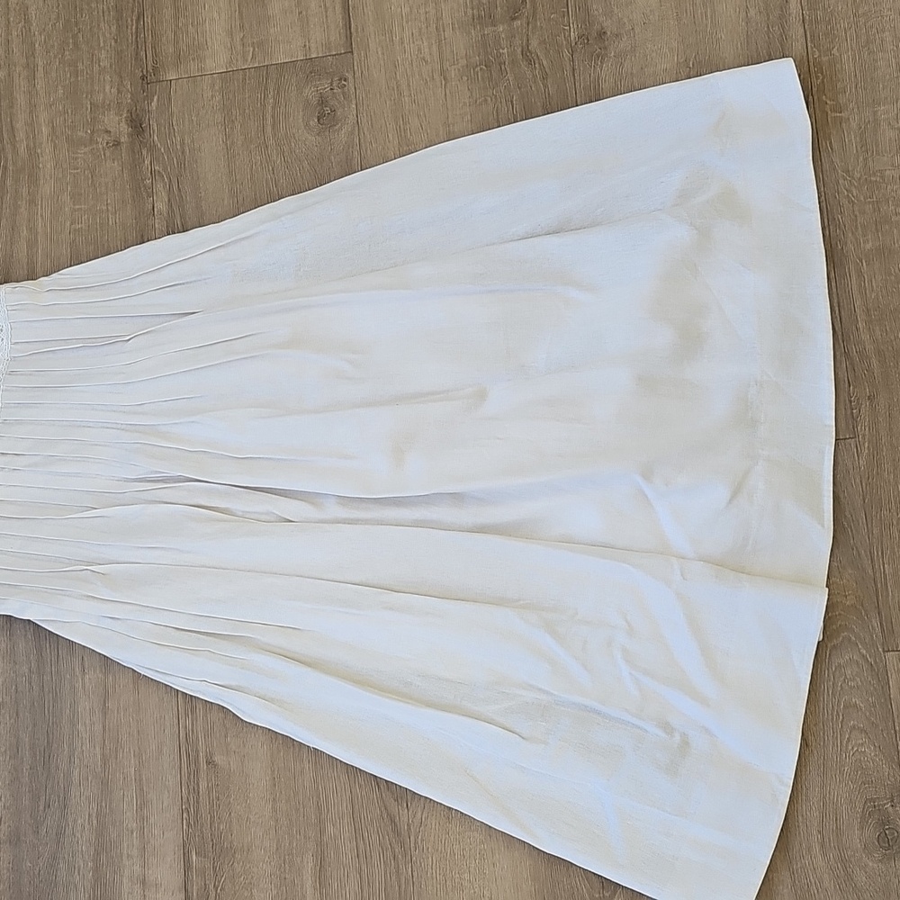 Taylor Linen Blend Midi Elegant White Sleeveless Dress Size 8 - Picture 5 of 9